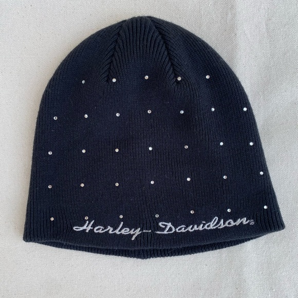 Harley-Davidson Accessories - Y2K Harley-Davidson Black Beanie with White Accents